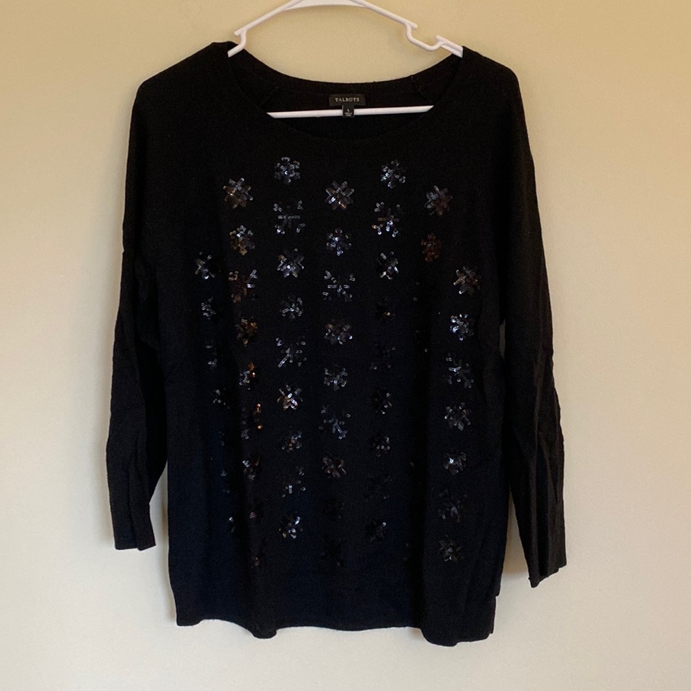Black Holiday Snowflake Talbots Sweater